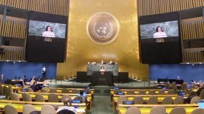 United Nations: India's Permanent Representative to the UN Ambassador Ruchira Kamboj addresses the UN General Assembly plenary meeting on behalf of G4 nations, at the United Nations. (PTI) United Nations: India's Permanent Representative to the UN Ambassador Ruchira Kamboj addresses the UN General Assembly plenary meeting on behalf of G4 nations, at the United Nations. (PTI)