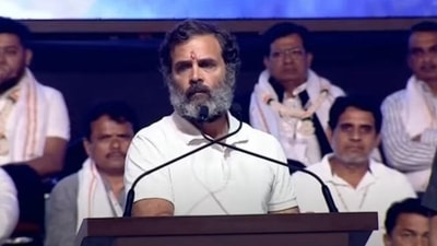 Rahul Gandhi addressed a public meeting at Shegaon in Maharashtra on Friday.