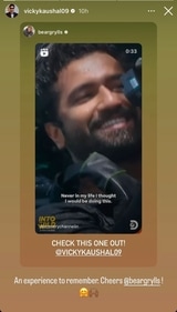 Vicky Kaushal re-shares Bear Gryll's story via Instagram Stories. Vicky Kaushal re-shares Bear Gryll's story via Instagram Stories.