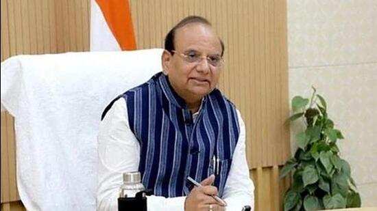 Delhi lieutenant governor Vinai Kumar Saxena addressing media persons in this file image. (ANI image) Delhi lieutenant governor Vinai Kumar Saxena addressing media persons in this file image. (ANI image)
