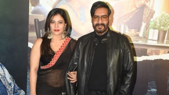 Kajol and Ajay Devgn attend Drishyam 2 screening. (HT Photo/Varinder Chawla)