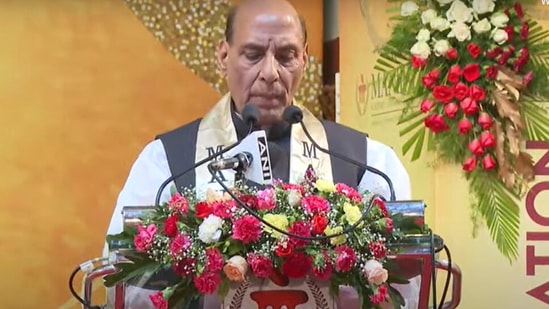 Rajnath Singh attended a convocation ceremony and is also set to inaugurate a new building of the institute.