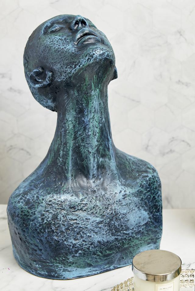 This striking, artistic resin face & bust has a unique finish, a masculine vibe and looks even better when lit under a spotlight. (Blue Man Sculpture by htohshop This striking, artistic resin face & bust has a unique finish, a masculine vibe and looks even better when lit under a spotlight. (Blue Man Sculpture by htohshop