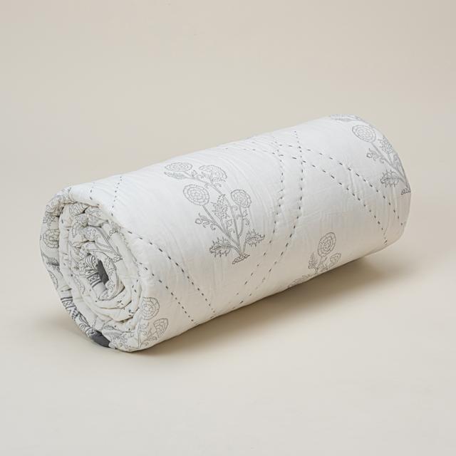 A sophisticated organic cotton quilt to style your bed, keep you snug through the year and get playful under. (Hand spun, printed block print quilt by Lemonade) A sophisticated organic cotton quilt to style your bed, keep you snug through the year and get playful under. (Hand spun, printed block print quilt by Lemonade)