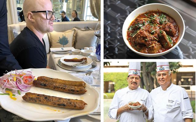 (Clockwise from above, left) Heston was blown away by the food at the Maurya; ITC’s chefs returned the compliment by cooking mutton curry according to his recipe; They were astonished by how good it was! (Raaj Sanghvi)