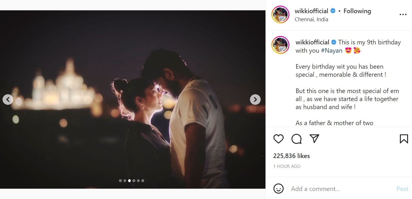 विग्नेश शिवन ने नयनतारा के लिए एक नोट लिखा। विग्नेश शिवन ने नयनतारा के लिए एक नोट लिखा।