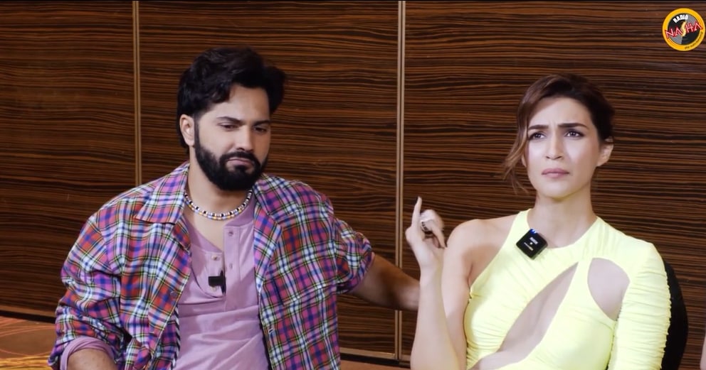 Varun Dhawan with Kriti Sanon during a recent interview. Varun Dhawan with Kriti Sanon during a recent interview.
