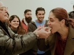 Kareena Kapoor ate cake and posed with the 'best team ever' as she wrapped up Hansal Mehta’s film in London. Kareena Kapoor ate cake and posed with the 'best team ever' as she wrapped up Hansal Mehta’s film in London.