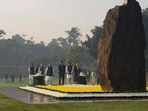Prime Minister Narendra Modi, Congress leaders including Sonia Gandhi, Rahul Gandhi, and party chief President Mallikarjun Kharge and other leaders on Saturday paid tributes to former Prime Minister Indira Gandhi on her birth anniversary.(PTI)