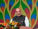 Union home minister Amit Shah speaks during the third 'No Money for Terror' Ministerial Conference on Counter-Terrorism Financing, in New Delhi, Saturday, (PTI) Union home minister Amit Shah speaks during the third 'No Money for Terror' Ministerial Conference on Counter-Terrorism Financing, in New Delhi, Saturday, (PTI)