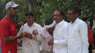 Family and relatives of Sukhbir Khatana in Sohna on September 2, 2022. (Vipin Kumar/HT Photo)