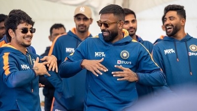 Hardik Pandya and Ishan Kishan take part in the celebration. (Dscribe Media) Hardik Pandya and Ishan Kishan take part in the celebration. (Dscribe Media)