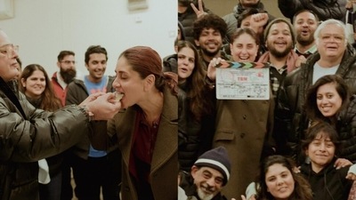 Kareena Kapoor ate cake and posed with the 'best team ever' as she wrapped up Hansal Mehta’s film in London. Kareena Kapoor ate cake and posed with the 'best team ever' as she wrapped up Hansal Mehta’s film in London.