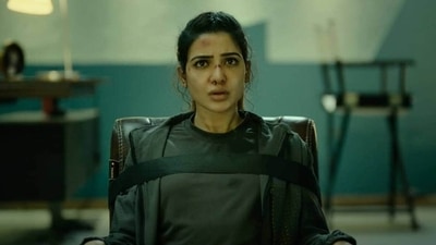 Yashoda movie review: Samantha Ruth Prabhu in a still from the film. Yashoda movie review: Samantha Ruth Prabhu in a still from the film.
