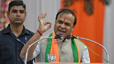 Assam Chief Minister Himanta Biswa Sarma addresses the public meeting for the upcoming Gujarat Assembly elections, in Anjar on Friday. (ANI) Assam Chief Minister Himanta Biswa Sarma addresses the public meeting for the upcoming Gujarat Assembly elections, in Anjar on Friday. (ANI)