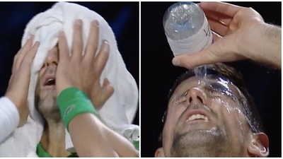 Djokovic gasps for breath, trembles against Medvedev in ATP Finals Djokovic gasps for breath, trembles against Medvedev in ATP Finals