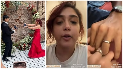 Ira khan shows off her and Nupur Shikhare's rings after engagement party. Ira khan shows off her and Nupur Shikhare's rings after engagement party.