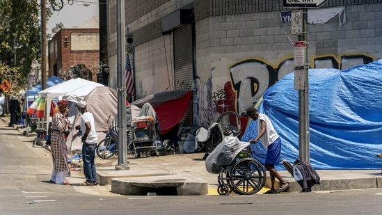 Tents line the streets of Skid Row area of Los Angeles. California Gov. Gavin Newsom has agreed to release $1 billion in state homelessness funding he testily put on pause earlier this month. (AP file )