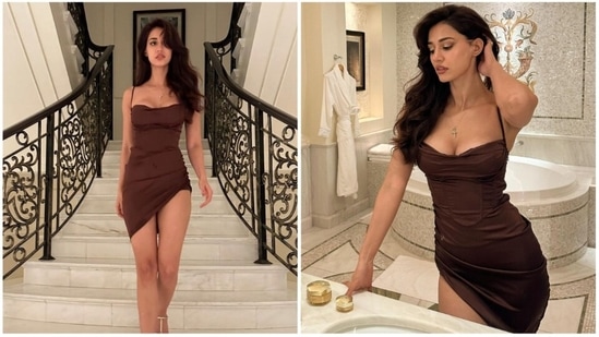 Disha Patani manages to drop jaws every time she steps out for an outing or an event. Recently, she set the internet ablaze with her short brown dress.(Instagram/@paatni)
