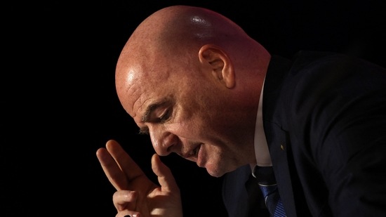Gianni Infantino during a press conference.(REUTERS)