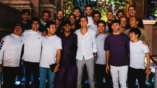 All 20 drivers went out for a farewell dinner for Sebastian Vettel on Thursday evening.(Lewis Hamilton/Twitter)