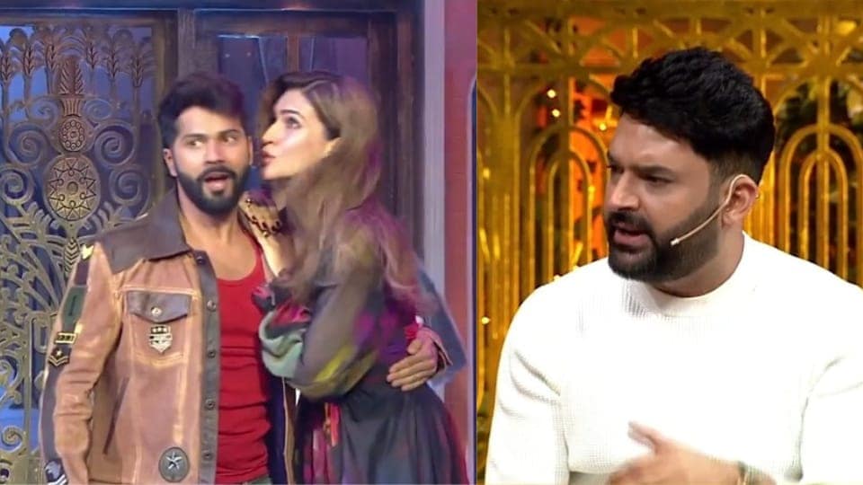 Kriti Sanon and Varun Dhawan on The Kapil Sharma Show. Kriti Sanon and Varun Dhawan on The Kapil Sharma Show.