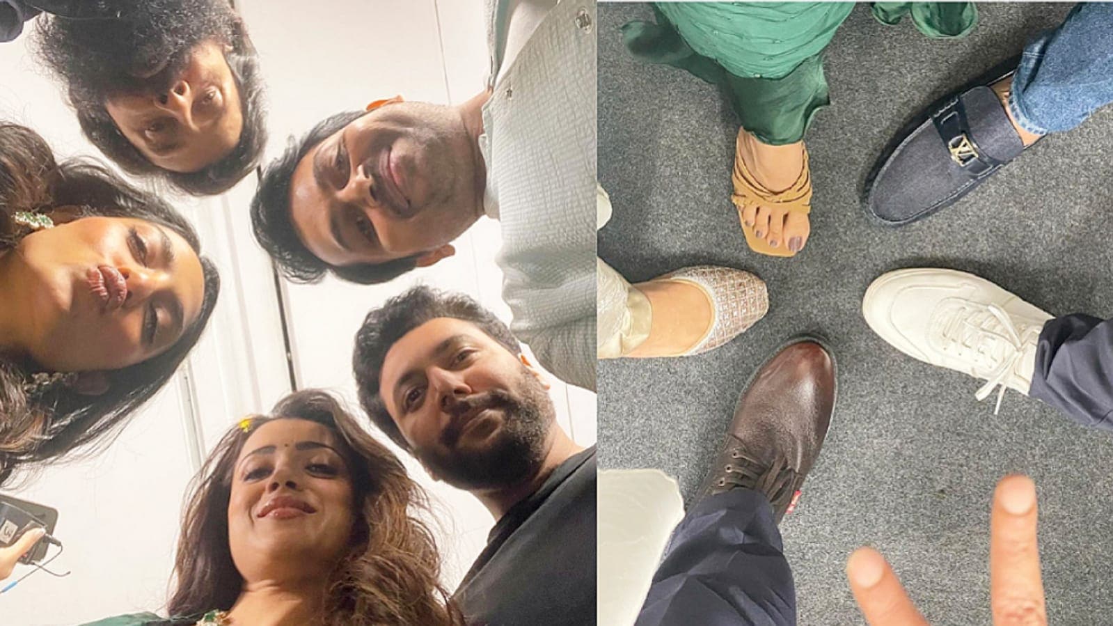 Trisha Krishnan, Karthi, Vikram and Jayam Ravi pose with Sobhita Dhulipala. Trisha Krishnan, Karthi, Vikram and Jayam Ravi pose with Sobhita Dhulipala.