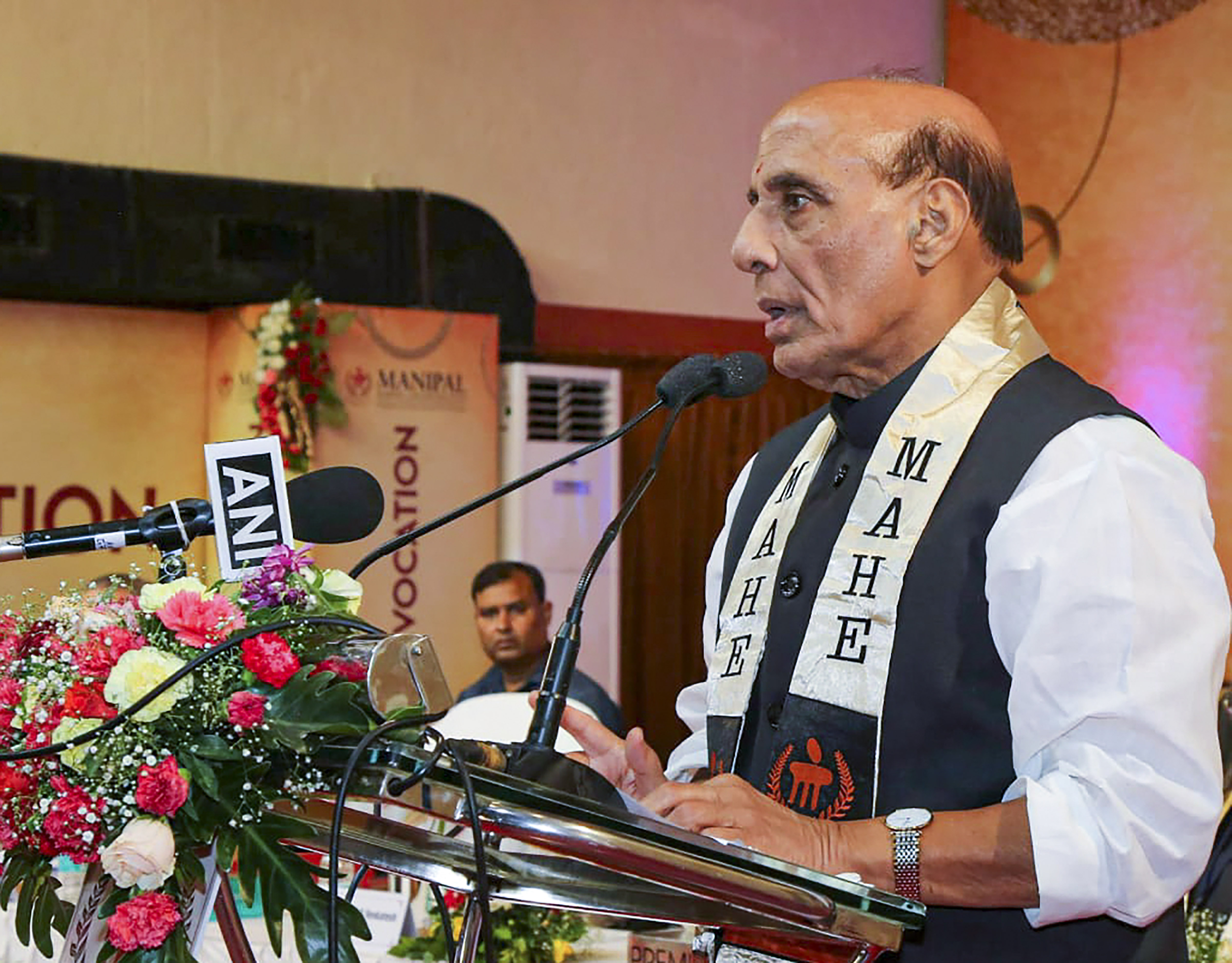 Udupi: Defence Minister Rajnath Singh addresses the convocation ceremony of Manipal Academy of Higher Education, in Udupi, Friday, Nov. 18, 2022. (PTI Photo) (PTI)