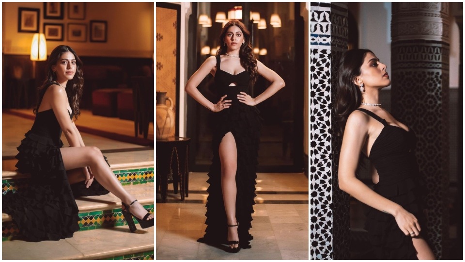 Alaya F in a sleeveless black gown. (Instagram) Alaya F in a sleeveless black gown. (Instagram)