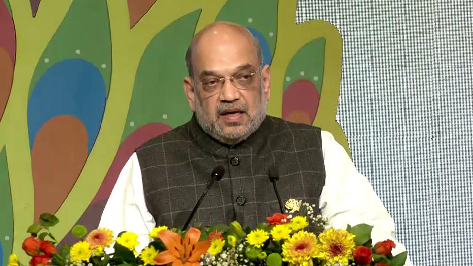 Union minister Amit Shah addresses the concluding session of the third 'No Money for Terror' ministerial conference on counter-terrorism financing in New Delhi on Saturday. (ANI) Union minister Amit Shah addresses the concluding session of the third 'No Money for Terror' ministerial conference on counter-terrorism financing in New Delhi on Saturday. (ANI)