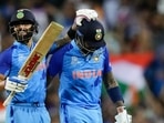 India's Virat Kohli, left, and teammate Suryakumar Yadav react at the end of their innings India's Virat Kohli, left, and teammate Suryakumar Yadav react at the end of their innings