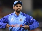 India's Suryakumar Yadav gestures after taking a catch India's Suryakumar Yadav gestures after taking a catch