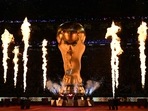 Fireworks explode around a replica of the FIFA World Cup trophy during the opening ceremony of the Qatar 2022 World Cup.(AFP) Fireworks explode around a replica of the FIFA World Cup trophy during the opening ceremony of the Qatar 2022 World Cup.(AFP)