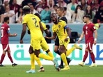 FIFA World Cup 2022: Ecuador's Enner Valencia celebrates scoring their second goal vs Qatar, in Al Khor.