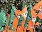 BJP flags at party head quarter in New Delhi.(HT Representative Photo) BJP flags at party head quarter in New Delhi.(HT Representative Photo)