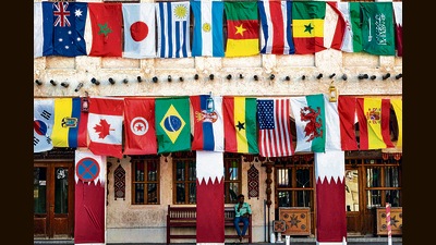 Flags on sale at a marketplace in Doha. (AFP) Flags on sale at a marketplace in Doha. (AFP)