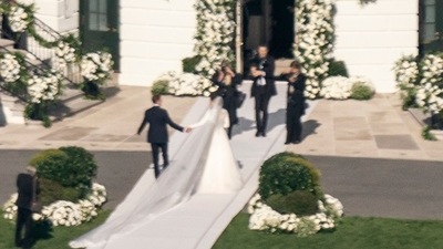 US President Joe Biden's granddaughter Naomi Biden and her fiance, Peter Neal, are married on the South Lawn of the White House in Washington, on Saturday. (AP) US President Joe Biden's granddaughter Naomi Biden and her fiance, Peter Neal, are married on the South Lawn of the White House in Washington, on Saturday. (AP)