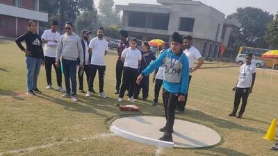 A player participating in an event at Punjab State Special Olympics being held in Ludhiana. (HT PHOTO)