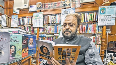 Nasir Khan, owner of Farid Book Depot, at Daryaganj in New Delhi on Saturday. (Sanchit Khanna/HT Photo) Nasir Khan, owner of Farid Book Depot, at Daryaganj in New Delhi on Saturday. (Sanchit Khanna/HT Photo)