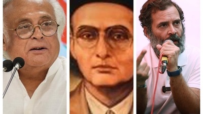 Jairam Ramesh on Sunday commented on the Savarkar row and condemned BJP MP Sudhanshu Trivedi's comparison between Savarkar and Shivaji. Jairam Ramesh on Sunday commented on the Savarkar row and condemned BJP MP Sudhanshu Trivedi's comparison between Savarkar and Shivaji.