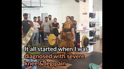 The image, taken from a viral video on Instagram, shows the 56-year-old woman doing deadlift. (Instagram/@humansofmadrasoffl) The image, taken from a viral video on Instagram, shows the 56-year-old woman doing deadlift. (Instagram/@humansofmadrasoffl)
