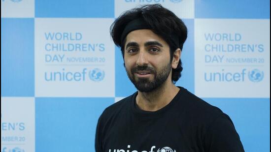 Ayushmann Khurrana at the World Children’s Day event by UNICEF India, New Delhi. (Photo: Gokul VS/HT)