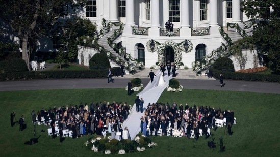 Saturday’s event took place almost entirely out of the public eye. The event was closed to the media, prompting the White House press corps to file formal complaints.(AFP)
