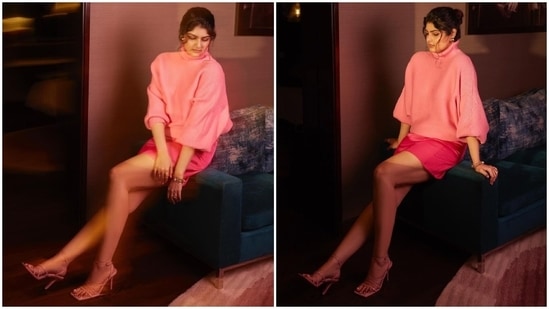 Arjun Kapoor and Janhvi Kapoor's sister, Anshula Kapoor, took to Instagram to share pictures of herself from a new photoshoot. The images show Anshula dressed in an all-pink ensemble. She wore it to attend the luxury label Maison Valentino's launch in India. Keep scrolling to check out Anshula's post for yourself.(Instagram)