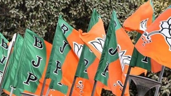 BJP flags at party head quarter in New Delhi.(HT Representative Photo)
