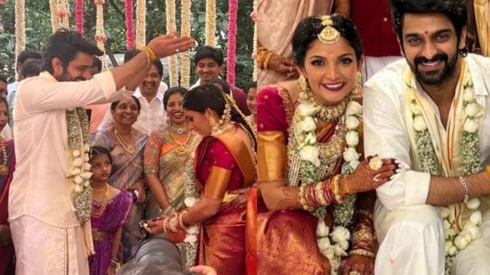 Naga Shaurya with Anusha Shetty at their wedding on Sunday.