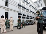 Indonesia Earthquake: People gather outside the Indonesia's Defense Ministry buildings following an earthquake in Jakarta, Indonesia.