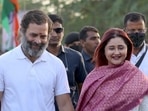 Akanksha Puri, Rahul Gandhi and Rashami Desai during the Bharat Jodo yatra. Akanksha Puri, Rahul Gandhi and Rashami Desai during the Bharat Jodo yatra.