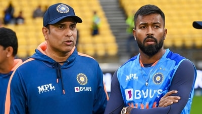 Stand in coach VVS Laxman, left, with captain Hardik Pandya ahead of the T20 cricket international between India and New Zealand (AP) Stand in coach VVS Laxman, left, with captain Hardik Pandya ahead of the T20 cricket international between India and New Zealand (AP)