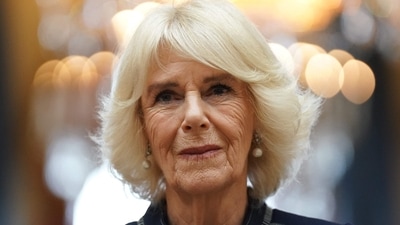 Queen Consort Camilla: Britain's Queen Consort Camilla hosts a reception for winners of the Queen's Commonwealth Essay Competition. (AFP) Queen Consort Camilla: Britain's Queen Consort Camilla hosts a reception for winners of the Queen's Commonwealth Essay Competition. (AFP)